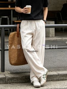 YASHENQISHI | Lightweight Breathable Linen Mens Trousers Summer Wide Leg