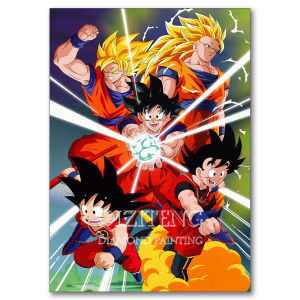 Bandai | Japanese Anime Diamond Painting Goku Full Square Round Drill Mosaic Embroidery Picture Living Room Bedside Mural