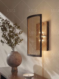 Retro Chinese Style Wooden Wall Lamp for Living Room Decor Japanese Style Inn Shop Decor Zen Bedroom Hallway Lighting
