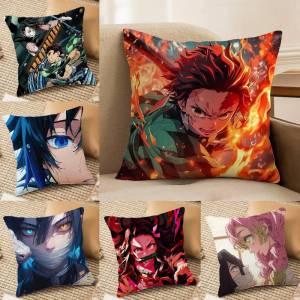 Bandai | Demon Slayer Tokito Muichiro Anime Plush Pillow Cover Soft Short Plush Cushion Cover For Sofa Bedroom Home Decor Gift Decoration