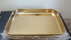Khay Đựng Dụng Cụ Spa 23x18x3 cm Khay Vàng Đựng Dụng Cụ Y Tế Bền Đẹp Sang Trọng