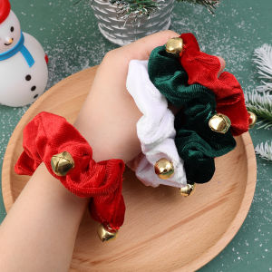 【♡Lovely girls house♡】Christmas Bell Hair Rope for Women Girls Velvet Hair Scrunchies Ties Ponytail Holder Xmas Party Fashion Hair Accessories