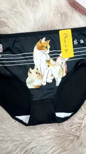 กางเกงในลายน้องแมว กางเกงในผู้หญิงแพ็ค3ตัวเลือกสีได้ลายน่ารักโดนใจทาสน้องแมว