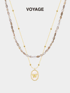 New Chinese Shell Retro Beaded Butterfly Necklace Accessories Female Fancy Light Luxury Minority Sweet Cool French Clavicle Chain