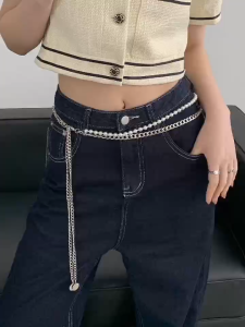 562 Ikat Rantai Pinggang Wanita Mutiara Polos Rantai Gesper Untuk Dress Gamin Tunik Jeans