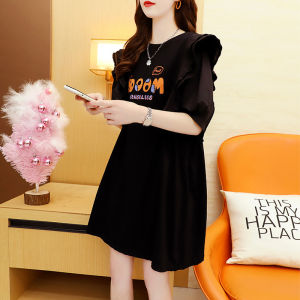 เสื้อยืดคอกลมแขนสั้นทรงหลวมสำหรับผู้หญิง ผ้าฝ้ายลายดอกไม้ ทรงหลวม สไตล์เกาหลี ฤดูร้อน 2024 ชุดทำงานลำลอง