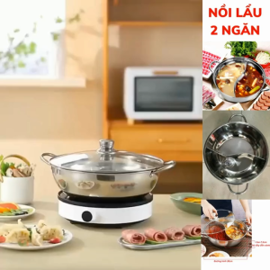 Nồi lẩu inox uyên ương 2 đáy nhiều kích thước (TV319)