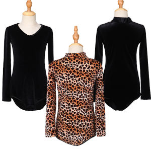 Girl Latin Dance Wear Kids Fall and Winter Long Sleeves Leotards Childrens Professional Performance Wear Split Top Velvet