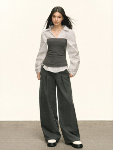 Ariseism | American Style Checkered Splicing Two-Piece Illusion Set