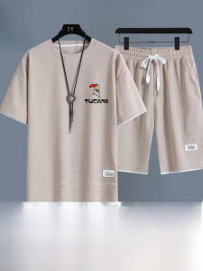 TUCANO Ice Silk Short Sleeve Short Set Mens Casual Sportswear Two-Piece Suit Polyester Fiber Summer Collection