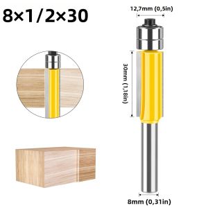 Dao Phay Gỗ Hai Vòng Bi Cán 8mm Đầu Phẳng Làm Từ Cacbua Vonfram Dùng Cho Các Dự Án Chế Tác Gỗ