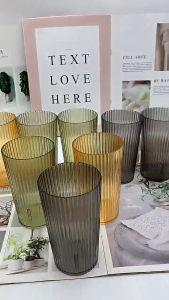 TIMSOT 6PCs Premium Acrylic Drinking Glasses 350ML-550ML NonToxic High Grade Acrylic Plastic Water Cup Toothbrush Tumblers