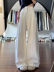 Quần Ống Rộng Cạp Cao Xếp Ly Dài Thường Ngày Mùa Hè Cho Nữ Quần Jeans Ống Đứng Rộng Rãi Che Mập Mờ