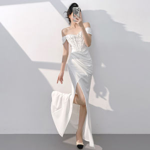 Elegant and Luxury One-Shoulder Split Mermaid Evening Dress