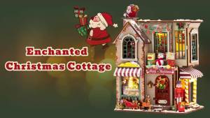 DIY Wooden Miniature Model Kits Enchanted Christmas Cottage 3D Puzzle Dollhouse With Furniture for Friends Birthday Gifts