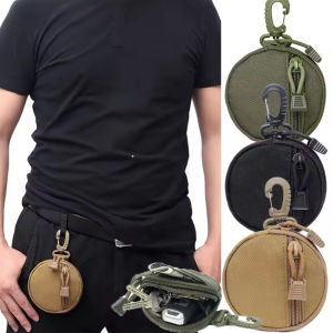 Mini EDC Tool Pouch Keychain Zipper Holder Earphone Key Wallet Coin Purses Utility Outdoor Hiking Hunting Accessories Waist Bag