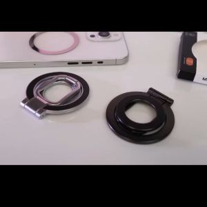 Double Magnetic Cell Phone Ring Holder Compatible with iPhone 16 12 13 14 15 16Series MagSafe Cell Phone Grip Kickstand