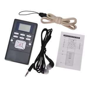 Kebidumei | KEBIDUMEI Portable DSP Stereo FM Radio Digital Clock for Meeting Simultaneous Interpretation Clip-on Radio Earphone Lanyard
