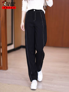 Black Suit Pants Women High Waist Straight Leg Wide Leg Casual Trousers Spring New Style TUCANO Woodpecker Brand