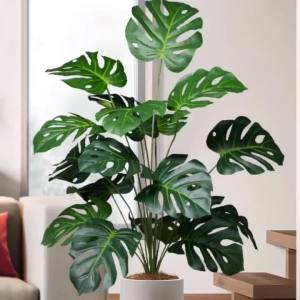 40-65cm Large Artificial Monstera Tree Fake Palm Plants Plastic Turtle Leave Tropical Green Palm Leaf For Home Garden Shop Decor