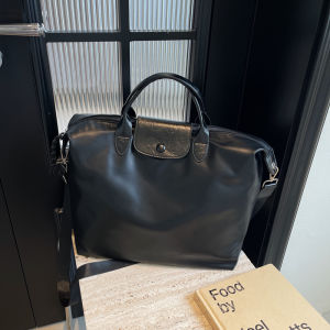 Large Capacity Womens PU Leather Handbag Travel Bag Tote Bag Fashion Trend Soft Surface Polyester Lining Foldable Shoulder