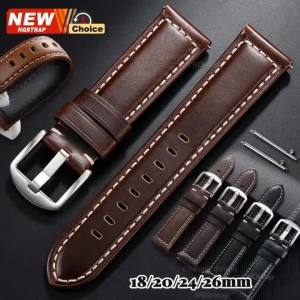 New Brown Oil Wax Leather Watch Straps 18mm 20mm 22mm 24mm 26mm Universal Watch Band Women Men Wristband Quick Release Bracelet