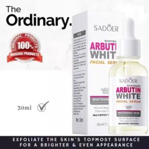 SADOER ORIGINAL Whitening Brightening & Moisturizing Serum ARBUTIN WHITE Pemutih Pencerah Kulit Wajah Glowing Alami Asli NATURE REACTION CRYSTAL BRIGHT SERUM