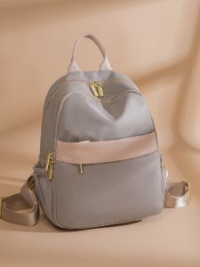 Poaba Simple Color Block Fashion Korean Large Capacity Double Shoulder Oxford Cloth Backpack Waterproof Casual Travel Bag