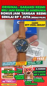 CASIO ORIGINAL - CASIO MTP-V005L-2B5UDF - Men LA - Kulit - Coklat - Jam dunia JD19ST # Jam Tangan Pria Jam Pria Jam Tangan Anti Air + CASIO MTP-V005L-2B5 MTP V005L 2B5 MTP-V005L V 005 L MTPV005 MTP-V005 MTPV005L MTP-005 $ WR0 STK BS7