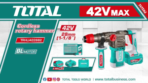 【TOTAL】42V Brushless Rotary Hammer Set | 4.5J Strong Impact | Includes 6 Drill Bits + 2 Chisels + Lubricating Oil | Industrial Grade Concrete Demolition Tool Set