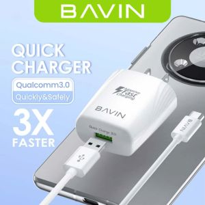 BAVIN PC586 QC3.0 Fast Charging Max QC USB Universal Wall Charger with Data Cable for Micro / Type-C / iPhone