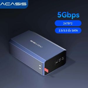 กล่องใส่ฮาร์ดไดรฟ์ USB 3.0 แบบ Dual-Bay ของ Acasis | สำหรับฮาร์ดไดรฟ์ SATA ขนาด 3.5/2.5 นิ้ว และ SSD | เคสฟังก์ชัน RAID พร้อมพัดลม | รองรับพื้นที่เก็บข้อมูลภายนอกสูงสุด 48TB