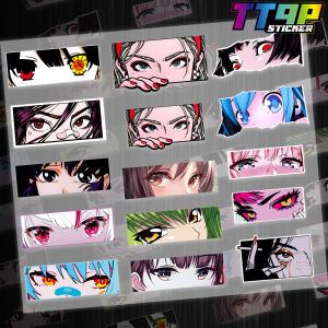 จักรยานยนต์สะท้อนแสงสำหรับผู้หญิงสติกเกอร์รถ JDM 2มิติลายอะนิเมะญี่ปูน จ้องมองตาติดกระจกรถ