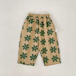 New autumn clothing for 2-4 year old babies fashionable and trendy flower printed casual pants
