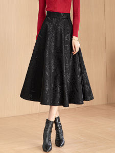 Elegant Black Asymmetrical Hem Skirt High Waist Slimming Midi Length Womens Autumn Winter Fashion Stylish New Style A-Line Skirt