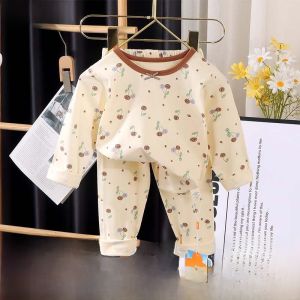 Pure Cotton Autumn Clothes Set for Babies Boys And Girls Base Layer Sleepwear Underwear Set Elastic Cotton Blend Home Clothes