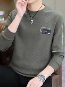 ROMON | Romon Mens Round Neck Sweatshirt Casual Long Sleeve T-shirt Comfortable Base Layer Shirt Spring Autumn New Style Loose Fit