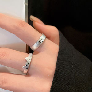 2Pcs Fashion Adjustable Cat Dog Couple Rings For Women Men Simple Design Overlapping Wear Cute Valentines Day  Gifts Rings Wedding Jewelry