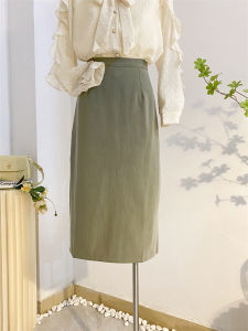 กระโปรงทรงตรงเอวสูง สีพื้น กระโปรงทรงเอ กระโปรงทรงเอ ทรงเข้ารูป กระโปรงสั้น กระโปรงสั้นสีเขียว ฤดูใบไม้ผลิและฤดูร้อน 2025