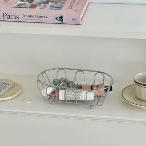 1pc Stainless Steel Storage Basket Multi-Purpose Organizer for AccessoriesCosmetics Vanity Desk Photo Props Shelf Baskets