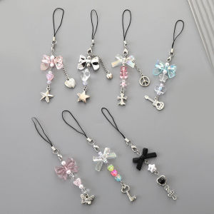 PANPIA พวงกุญแจรูปโบว์สุดสร้างสรรค์สำหรับตกแต่งกระเป๋าน่ารักสำหรับผู้หญิงเด็กผู้หญิงสายคล้องลูกปัดสวยงามของขวัญพวงกุญแจ