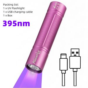 Alonefire | 365nm/395nm Mini UV Led Flashlight USB Rechargeable Nail Light Torch Pet Urine Tinea Money Porcelain Jade Scorpion Check Lamp