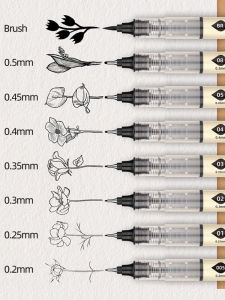 Dianshi Self-Control Ink Hook Line Pen Quick-Drying Syringe Head Waterproof Hook Line Pen Hand-Painted Student Cartoon Contour Pen Pigment Liner Art Student Anime Drawing Pen Suit DS-704 Straight Liquid Needle Pen
