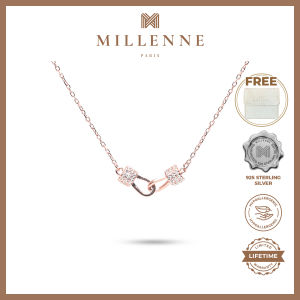 MILLENNE Millennia 2000 Diamond Forever Linked Cubic Zirconia Rose Gold Necklace with 925 Sterling Silver