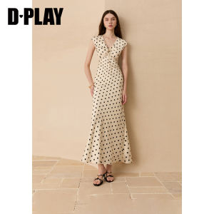 D-PLAY | Apricot Dot Short Sleeve High Waist Fish Tail Dress