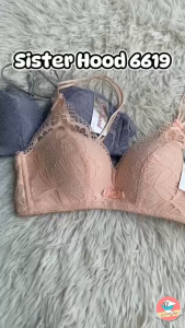 เสื้อชั้นใน Sister Hood no.6619 ลายลูกไม้ ฟองบาง ไม่มีโครง เสื้อชั้นในผู้หญิง