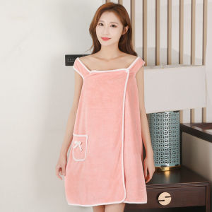Wearable Bath Towel for Adults Soft and Absorbent Coral Fleece