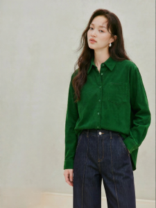 INMAN | Áo Blouse 100 Xinjiang Cotton French Corduroy Thêu