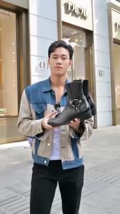 Giày da bò Harness Boots LeMans gót cao 6cm vân phíp gỗ khóa kéo YKK logo gầm độc quyền bảo hành 24 tháng