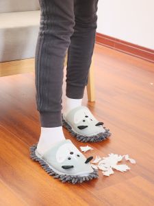 Winter Cartoon Lazy Person Floor Cleaning Slippers Wooden Floor Cleaning Mop Cloth Silent Detachable Household Cleaning Tools
